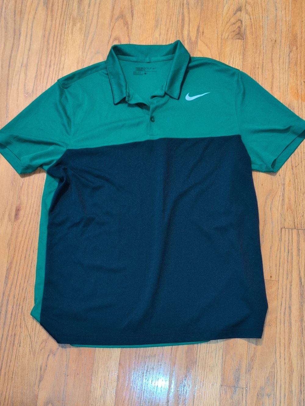 Nike Men’s Green and Blue Blocked Polo Shirt